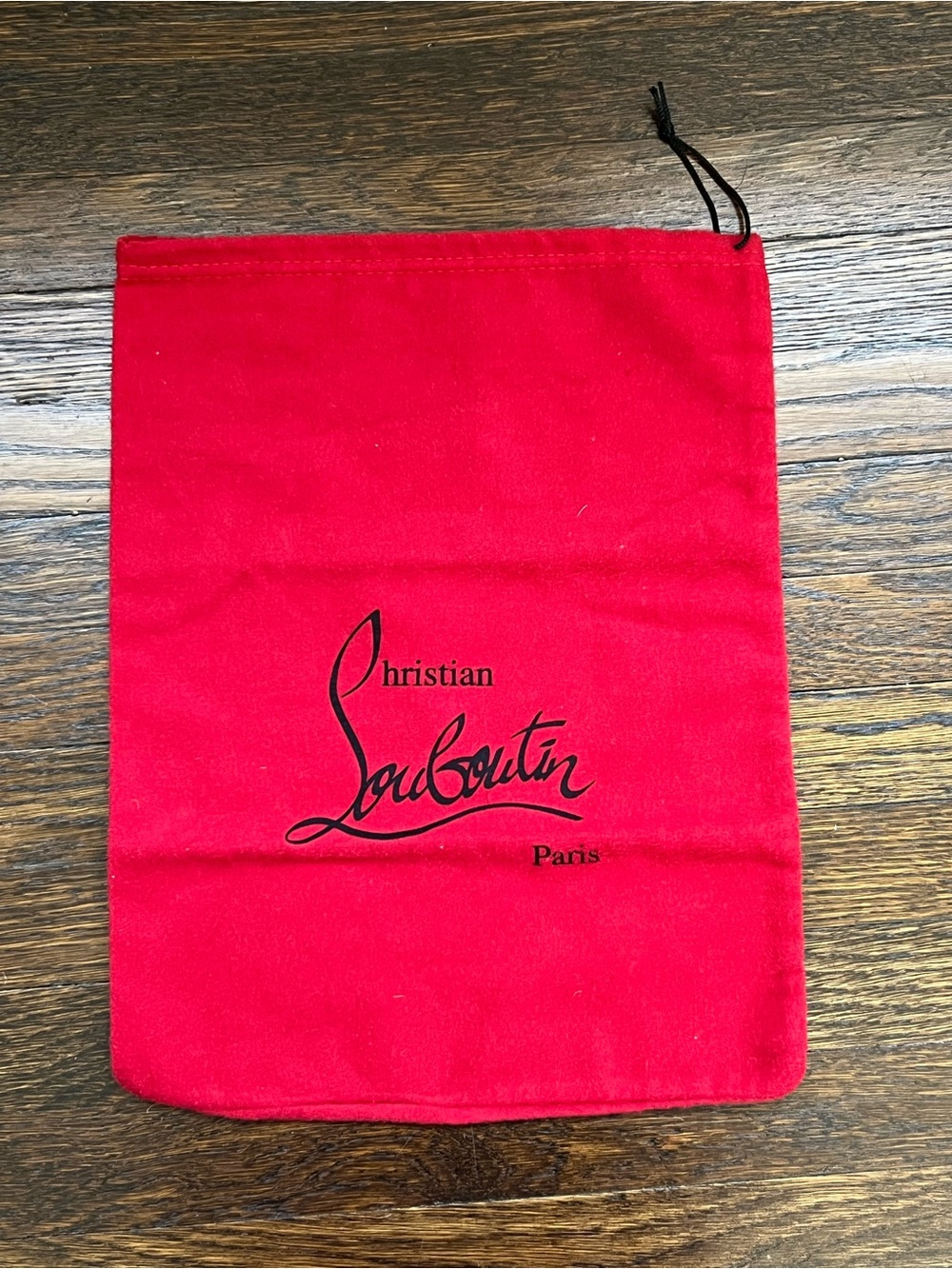 Christian Louboutin Red Drawstring Dust Bag with Black Logo